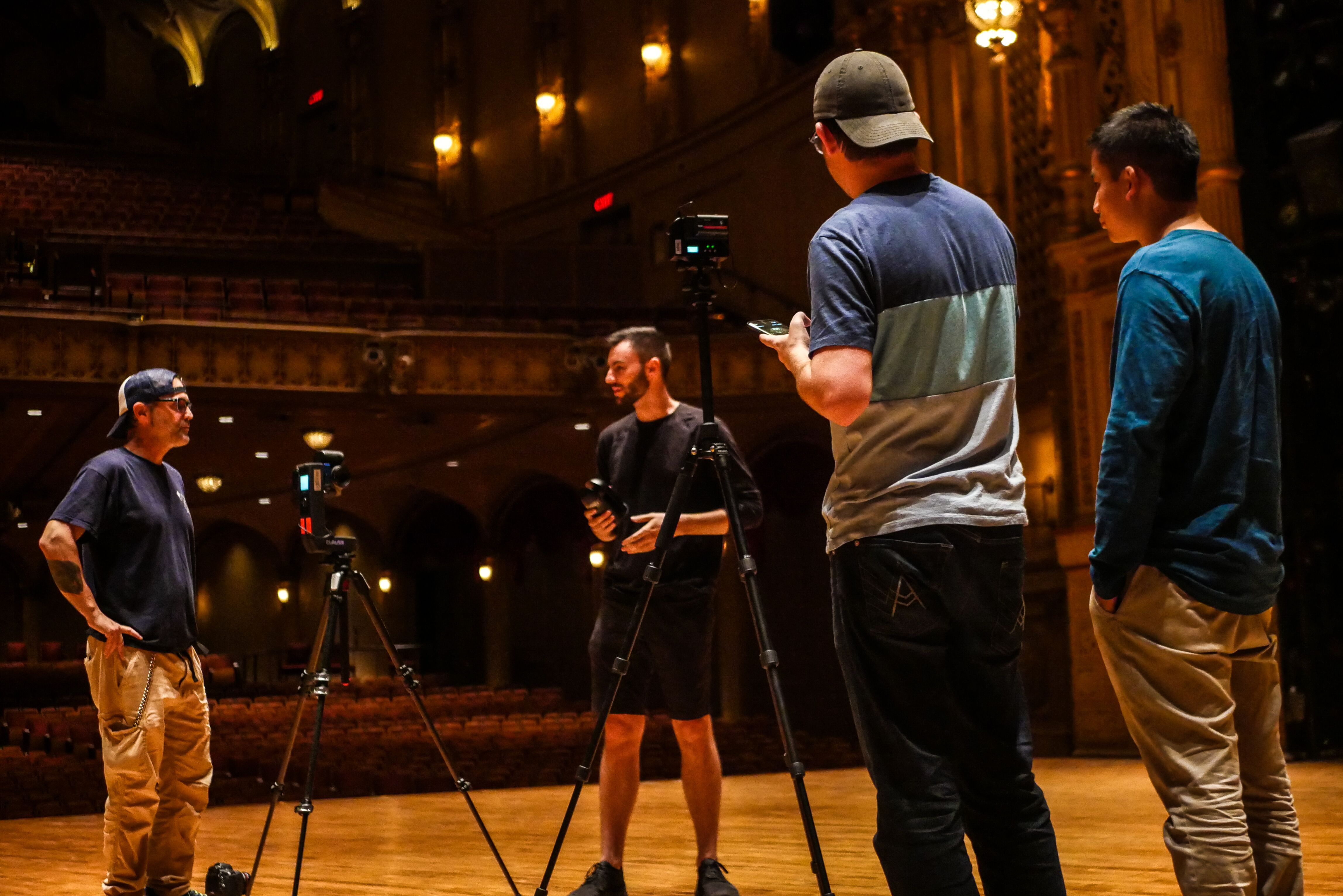 Crew scanning Orpheum Theater with the Leica BLK360