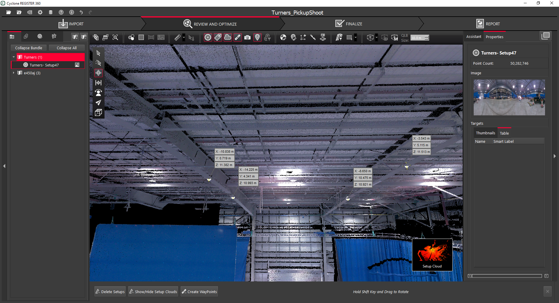 scansione 3D di un set cinematografico all'interno del software Cyclone REGISTER 360
