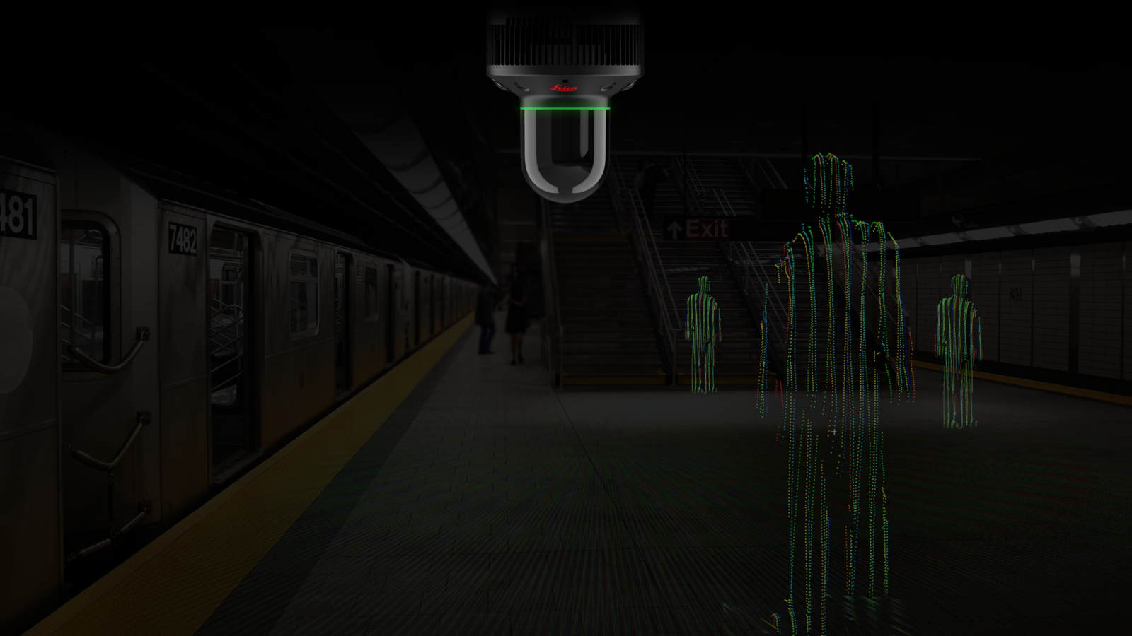 Leica BLK247 escaneando o interior de uma estação de metrô